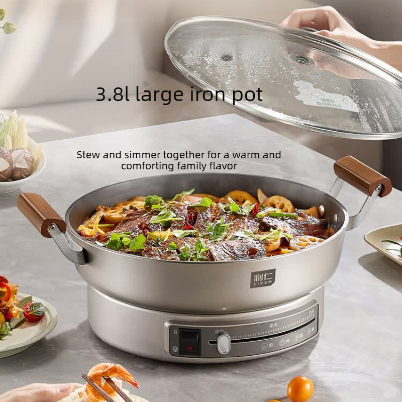 Cast Iron Skillet - Большая глубокая сковорода-гриль 32 см, чугунная